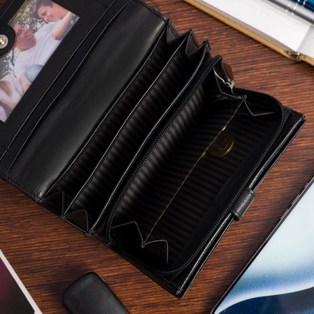 Portfel damski z dwoma napami Bellugio - czarny