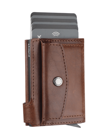 Portfel SOLO Max wykonany z roślinnie garbowanej skóry Nomad brązowy