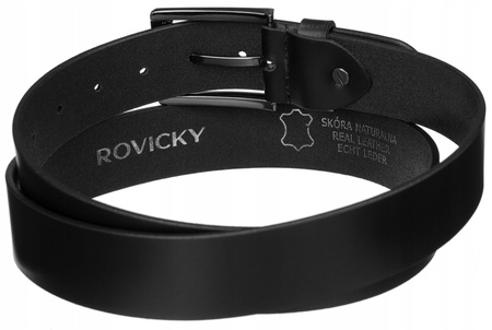 Skórzany pasek męski z klasyczną klamrą - Rovicky 95