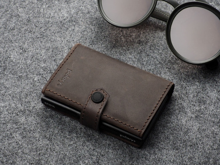 Portfel HIKER wykonany z polerowanej i woskowanej skóry Hunter brązowy