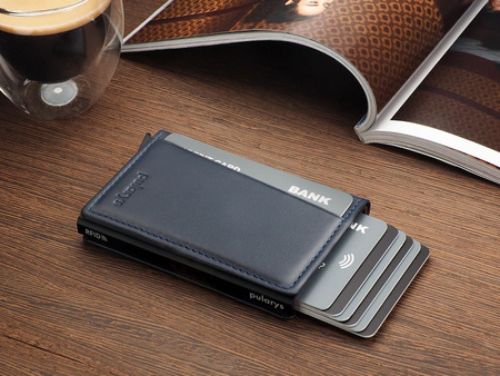 Portfel KANGOO wykonany z delikatnej skóry Italia granatowy