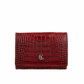 Portfel damski skórzany croco Canaletto w eleganckim bordo