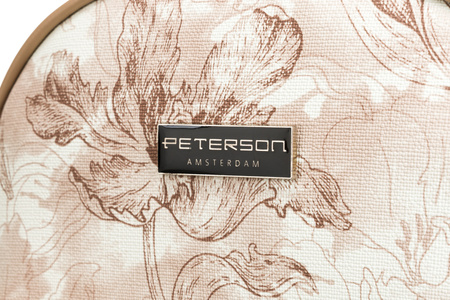 Kompaktowa, beżowa kosmetyczka damska z botanicznym printem - Peterson