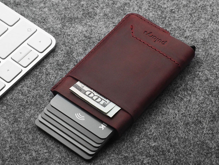 Portfel GOBI wykonany ze woskowanej skóry Hunter wiśniowy