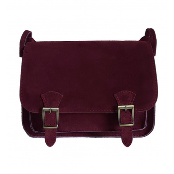 Zamszowa listonoszka ,chlebak  Vera Pelle ,pojemna przewieszka A5 Bordowa VPZ435R