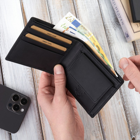 Portfel męski skórzany czarny Brødrene G-27-HBL z ochroną RFID
