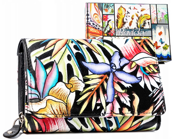 Damski portfel na zatrzask wykonany ze skóry naturalnej - Rovicky