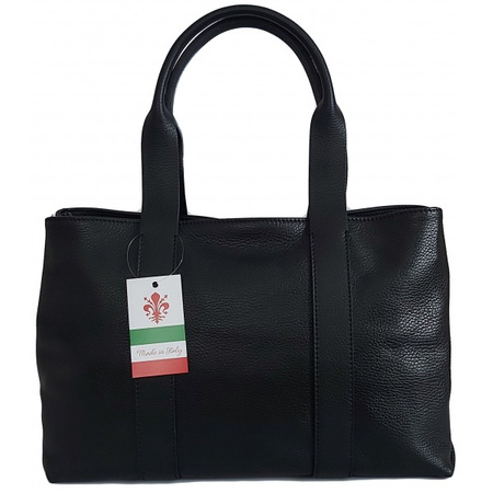 Torba skórzana na ramię Vera Pelle XL Czarne Włoska Elegancja