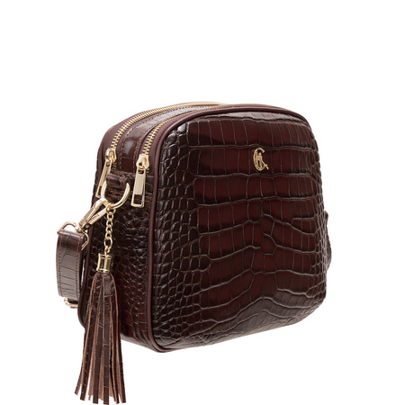 Listonoszka skórzana Canaletto z krokodylim wzorem i złotymi detalami