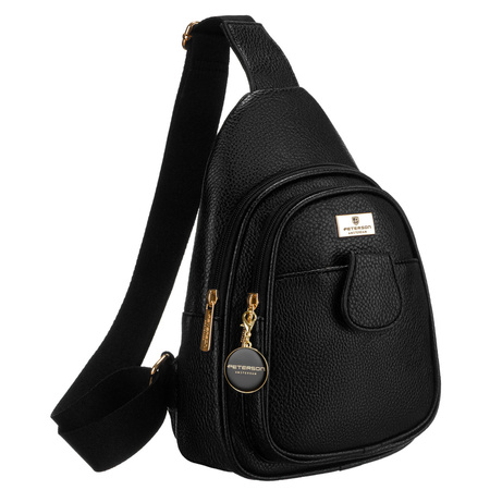 Saszetka damska crossbody w czerni - skórzany plecaczek Peterson