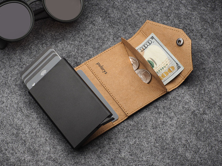 Portfel PORTER Go wykonany z wodoodpornego papieru Wash Paper beżowy