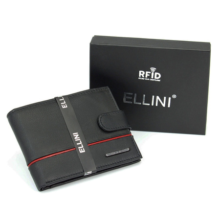 Skórzany portfel męski z RFID Ellini - czarno-czerwony
