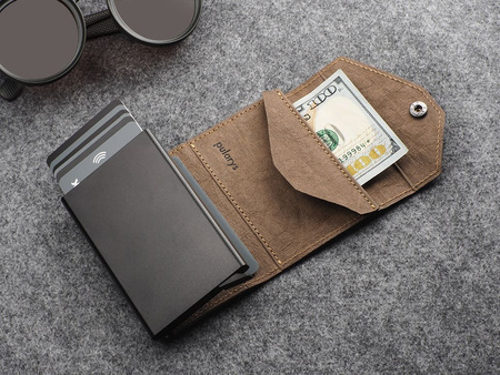 Portfel PORTER Go wykonany z wodoodpornego papieru Wash Paper brązowy