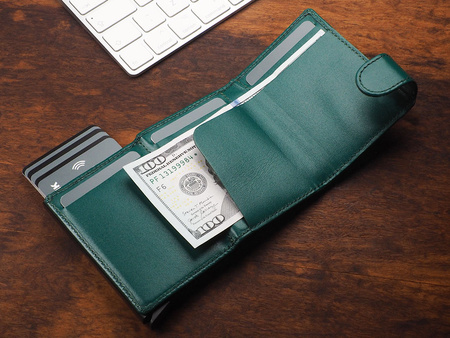 Portfel SOLO wykonany z miękkiej w dotyku skóry Italia zielony