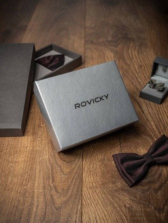 Klasyczny, gładki pasek męski z tradycyjną srebrną klamrą -  Rovicky 105