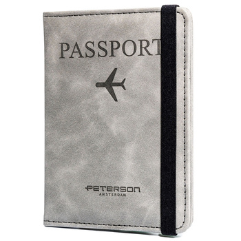 Etui na paszport w szarym kolorze wykonane ze skóry ekologicznej - Peterson