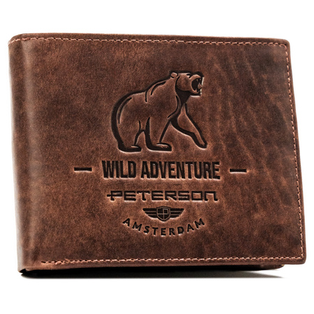 Portfel męski skórzany z tłoczeniem - elegancja i praktyczność Peterson