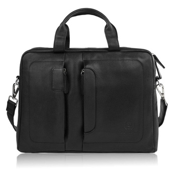 Torba męska skórzana na ramię do laptopa czarna Paolo Peruzzi E-26-BL