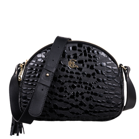 Torebka Canaletto - elegancka czarna skórzana listonoszka z efektem kropli