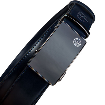 Skórzany pasek męski ELITE granatowy 115-cm