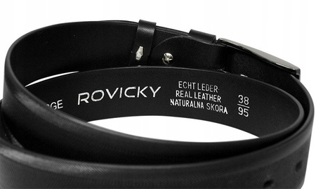 Skórzany pasek męski ze stylowym motywem żłobień  - Rovicky 95