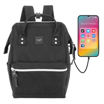 Plecak laptopowy Himawari z USB, pojemny i stylowy w kolorze zielonym