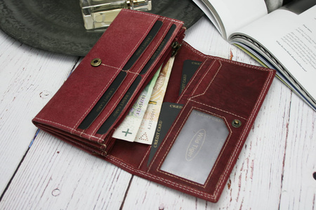 Portfel damski skóra nubuk Wild Tiger - ciemnoczerwony