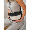 Listonoszka damska crossbody Peterson beżowo-czarna ze skóry i płótna
