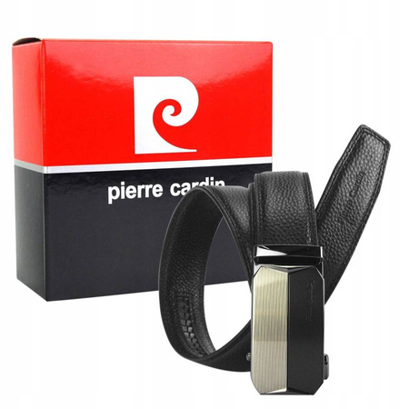 Skórzany męski pasek z automatyczną klamrą - Pierre Cardin 130