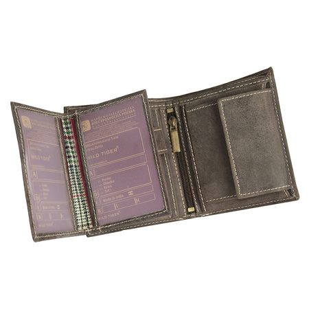 Zgrabny portfel męski Wild Tiger - ciemnobrązowy