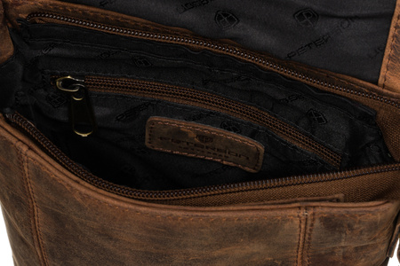 Listonoszka męska brązowa skórzana z regulowanym paskiem - Peterson