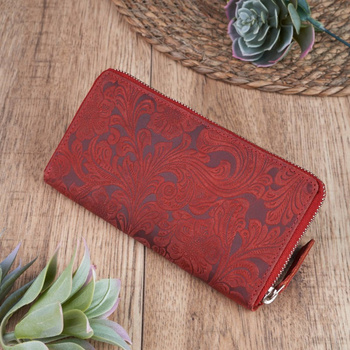 Modny portfel damski skórzany w kwiaty Paolo Peruzzi T-08-RD