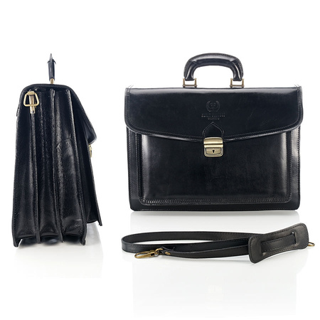 Teczka skórzana męska Paolo Peruzzi Nero04 czarna aktówka elegancka