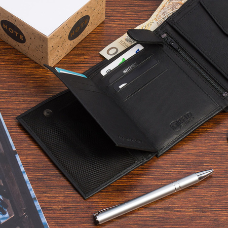 Portfel męski z lampasem Bellugio - czarno-czerwony