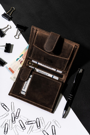 Portfel męski na karty i dokumenty z nubukowej skóry - Buffalo Wild