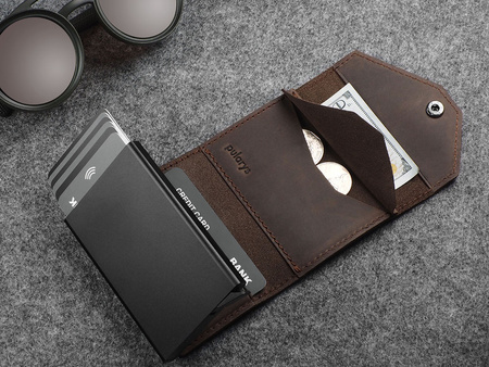 Portfel PORTER Go wykonany z woskowanej skóry Hunter brązowy