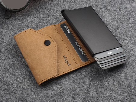 Portfel PORTER Go wykonany z wodoodpornego papieru Wash Paper beżowy