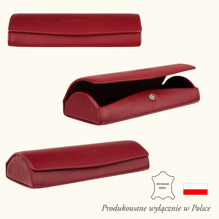 Etui na okulary Canaletto z eleganckiej skóry - czerwone, polskie rękodzieło