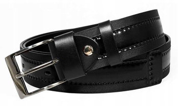 Stylowy pasek męski z delikatną fakturą i skórzanym lampasem - Rovicky 110