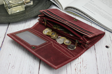 Portfel damski skóra nubuk Wild Tiger - ciemnoczerwony