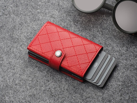 Portfel HIKER - CHIC Decor wykonany z garbowanej skóry Nomad czerowny