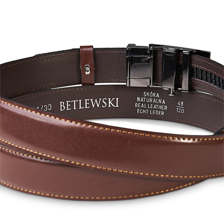 Skórzany pasek męski AUTOMATIC 95-110-cm brazowy