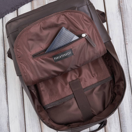 Plecak skórzany unisex do laptopa 15.6" Paolo Peruzzi E-29-BR
