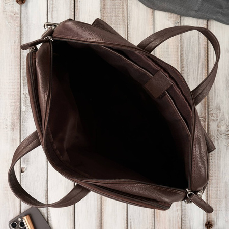 Torba męska skórzana na laptopa Paolo Peruzzi E-25-BR brązowa