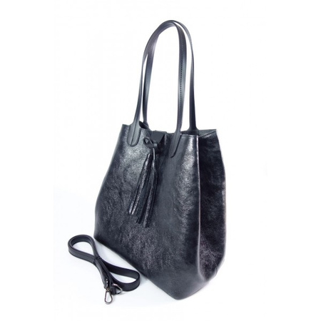 Duża torba Shopper Bag na ramię Vera Pelle  Nero czarna  SB599N