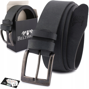 Pasek męski skórzany premium szeroki 4cm klasyczny czarny Beltimore Jeans