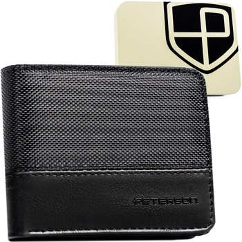 Portfel męski czarny z ekoskóry z RFID - Peterson