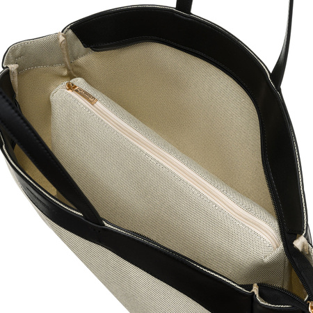 Torba damska typu shopper w beżowo-czarnym kolorze - Peterson