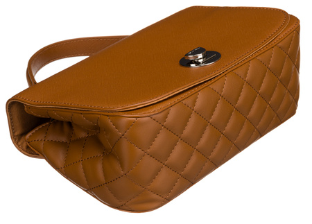 Torebka crossbody brązowa z klapką i srebrnymi okucami - David Jones