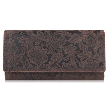 Portfel damski skórzany w kwiaty vintage RFID Paolo Peruzzi T-25-BR